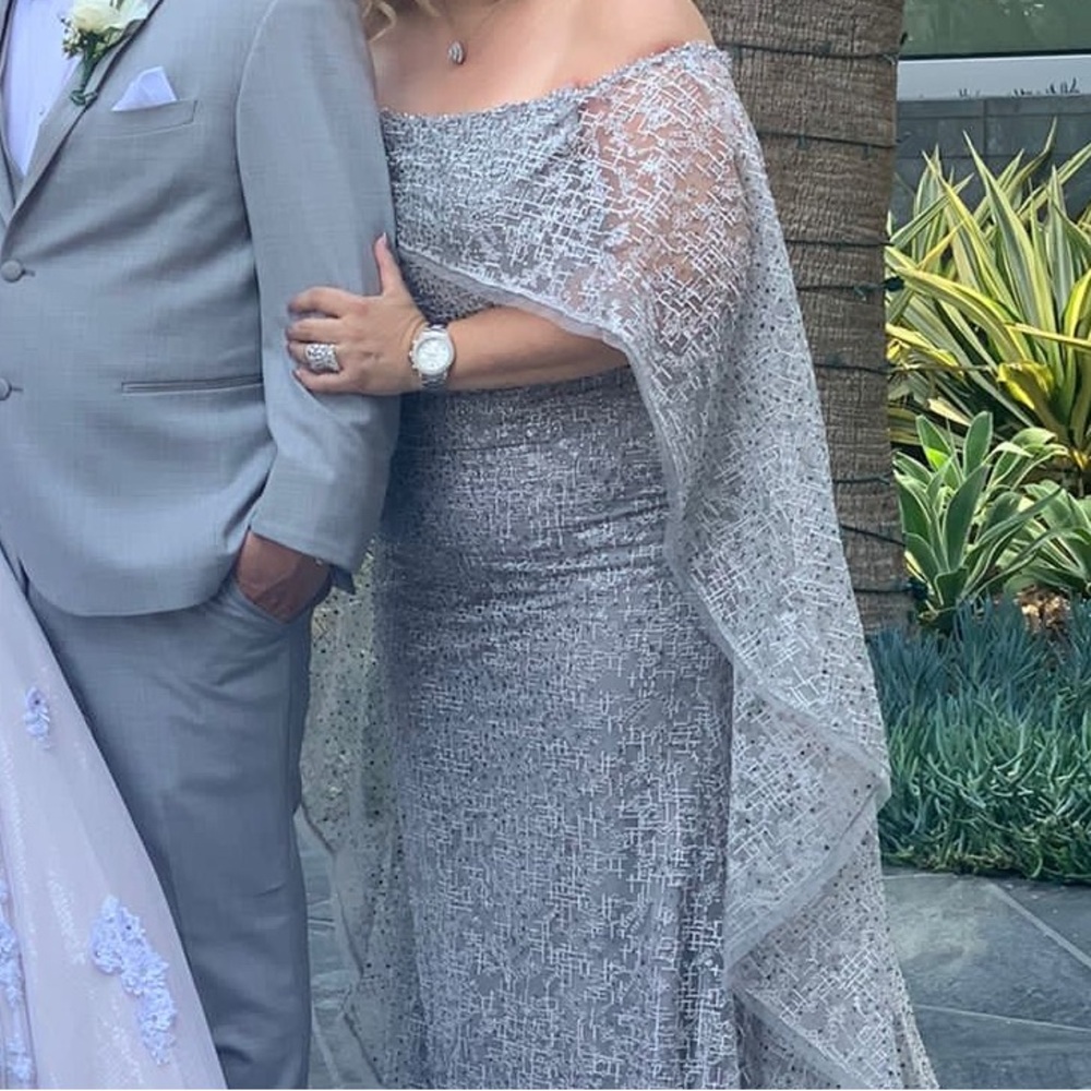 Elegant Silver Lace Dress with train - Picture 5 of 8